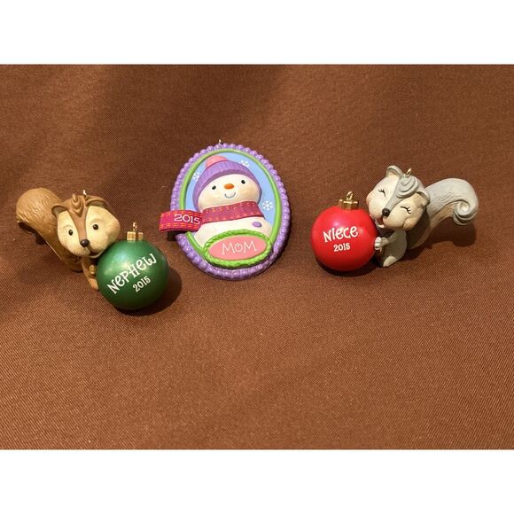 Hallmark lot of 3 Christmas Ornaments Niece, Mom and Nephew - Picture 2 of 6